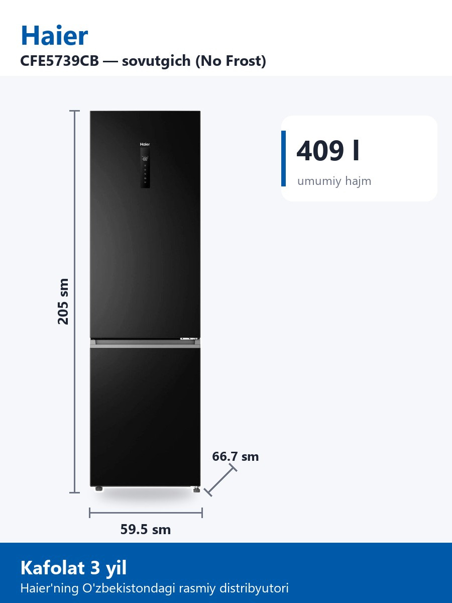 Haier CFE5739CB sovutgich (No Frost)