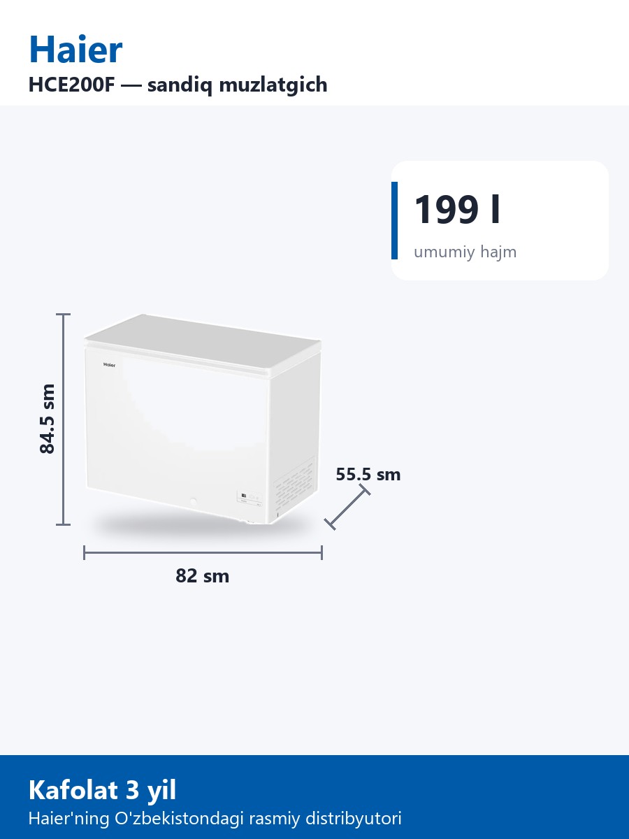 Haier HCE200F sandiq muzlatgich